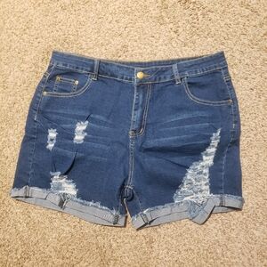 New! SHEIN Distressed Stretch Jean Shorts Sixe 1XL